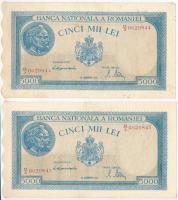 Románia 1944. 5000L (4x) 2+2 sorszámkövetők, "V/3 0829758 - V/3 0829759" és "D/3 0629...