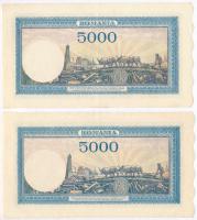 Románia 1944. 5000L (4x) egyugrásos sorszámkövető párral T:II 
Romania 1944. 5000 Lei (4x) with seq...