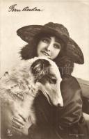 3 db RÉGI kutya motívumlap / 3 pre-1945 dog motive postcards