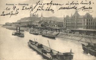 3 db régi felvidéki városképes lap: Pozsony, Komárom / 3 pre-1945 Upper Hungarian town-view postcard...