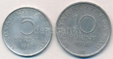 1948. 5Ft Ag "Petőfi" + 10Ft Ag "Széchenyi" T:2