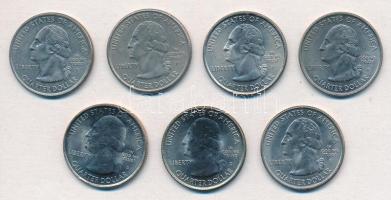 Amerikai Egyesült Államok 1999-2005. 25c Cu-Ni "50 állam" (5xklf) + 2010-2011. 25c Cu-Ni (...