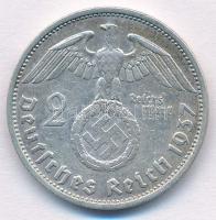 Német Harmadik Birodalom 1937F 2M Ag "Hindenburg" T:2,2- German Third Reich 1937F 2 Mark A...