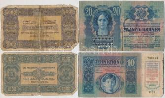 5db-os vegyes korona bankjegy tétel, közte 1923. 5000K "Magyar Pénzjegynyomda Rt. Budapest&quot...