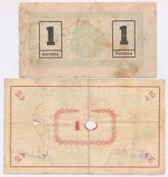 Miskolc 1919. 1K + Pápa 1919. május 8. "Pápai csekk" 10K T:III-