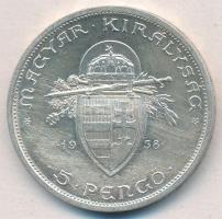 1938. 5P Ag "Szent István" T:2 patina
Adamo P8.1