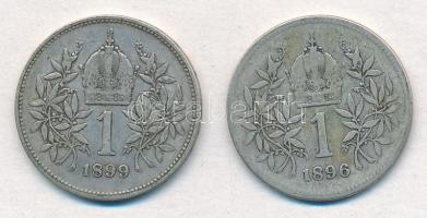 Ausztria 1896-1899. 1K Ag "Ferenc József" (2xklf) T:2-,3 Austria 1896-1899. 1 Corona Ag &q...