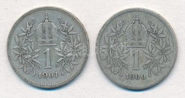 Ausztria 1900-1901. 1K Ag "Ferenc József" (2xklf) T:2-,3 Austria 1900-1901. 1 Corona Ag &q...