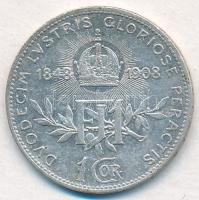 Ausztria 1908. 1K Ag "Ferenc József - Jubileum" T:2,2- 
Austria 1908. 1 Corona Ag "F...