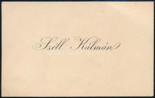 Széll Kálmán (1843-1915) miniszterelnök saját kézzel aláírt sorai névjegykártyáján