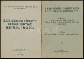 1928 A M. kir. Budapesti Vámmentes Kikötő tárgyában kiadott minisztériumi rendelet és a raktári vállalat üzletszabályzata 15 cm