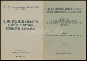 1928 A M. kir. Budapesti Vámmentes Kikötő tárgyában kiadott minisztériumi rendelet és a raktári vállalat üzletszabályzata  15 cm