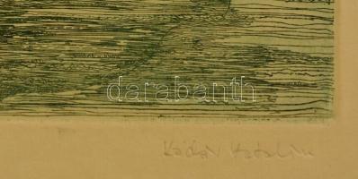 Kádár Katalin (1951- ): Fűzfa. Színezett rézkarc, papír. Jelzett. 20x30 cm