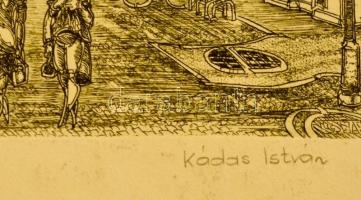 Kádas István (1941- ): Kőszeg Belváros, rézkarc, papír, jelzett, 39,5×49,5 cm