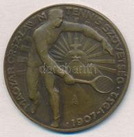 1939. Magyar Országos Lawn Tennis Szövetség 1907-1932 Br díjérem, hátoldalon gravírozva (36mm) T:2