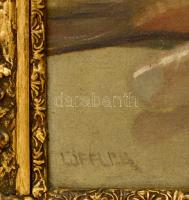 Löffler jelzéssel: Halas asztali csendélet.. Olaj, karton, keretben, 30×39 cm