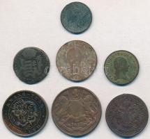 7db-os vegyes magyar és külföldi rézpénz tétel T:2-,3 ph. 7pcs of various copper coins C:VF,F edge error