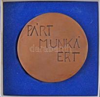 ~1960-1970. "Pártmunkáért" kétoldalas Br plakett, eredeti tokban (78mm) T:1-