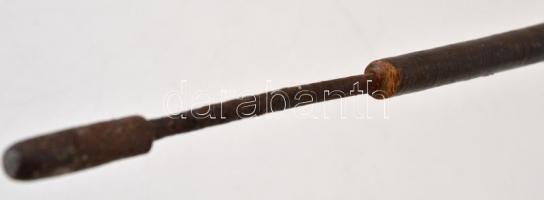 cca 1900 Katonai fenyítőpálca. Ón, porosz katonatiszt fejjel. Fémszál, bőr, h:87 cm / German militar...