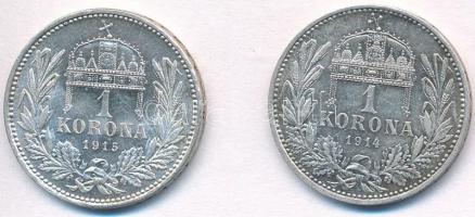 1914KB-1915KB 1K Ag "Ferenc József" (2x) T:1-
Adamo K5.1