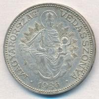 1936. 2P Ag "Madonna" T:2 patina  Adamo P7