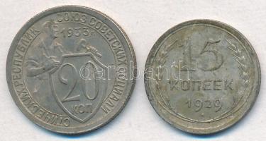 Szovjetunió 1929. 15k Ag + 1933. 20k Ag T:2
Soviet Union 1929. 15 Kopeks Ag + 1933. 20 Kopeks Ag C:...