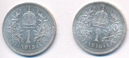 Ausztria 1915-1916. 1K Ag "Ferenc József" (2xklf) T:1-,2
Austria 1915-1916. 1 Corona Ag &...