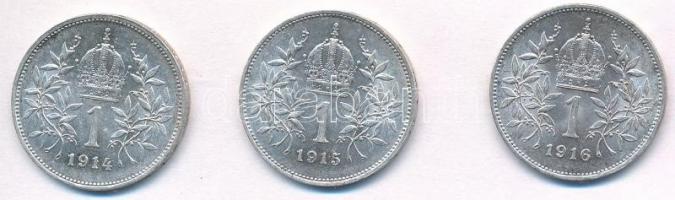 Ausztria 1914-1916. 1K Ag "Ferenc József" (3xklf) T:1-,2
Austria 1914-1916. 1 Corona Ag &...
