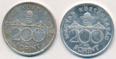 1992. 200Ft Ag "MNB" (2x) T:2 patina