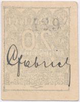 Budapest 1919-1925. 20f Virradat pénztárjegy T:I-
Adamo BUC-299.1
