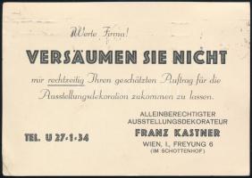 1932 Levelezőlap Bécsből, rajta az I. bécsi cukrászati kiállítás reklámbélyege