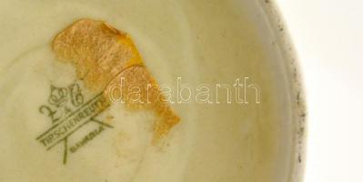 Tirschenreuth ón fedeles korsó, kézzel festett, jelzett, apró kopás nyomokkal, m: 15,5 cm