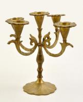 Ötágú dekoratív réz gyertyatartó, m: 19 cm