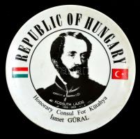 Güral Porselen Kütahya török-magyar Kossuth Lajos emlék tányér, matricás, jelzett, hibátlan, d: 25 cm