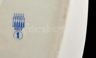 Zsolnay kis kék tálka, matricás, jelzett, kis kopásokkal, 18×9 cm