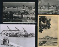 cca: 1949 Budapest, a Kossuth híddal kapcsolatos vintage negatív és 4 db vintage fotó és/vagy mai na...