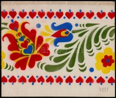 Schönfeld Vilmosné (?-?): Festősablon minták, 11 db. Akvarell papír, jelzett, különböző méretben