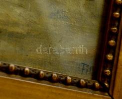 Olvashatatlan jelzéssel: Etetés a hidegben. Olaj, vászon-karton, 28×19 cm