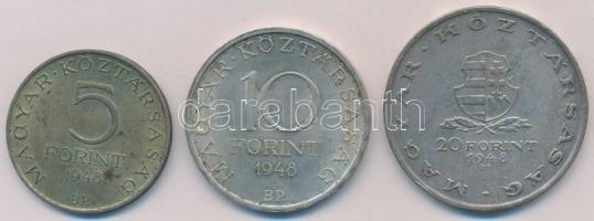 1948. 5Ft Ag "Petőfi" + 10Ft Ag "Széchenyi" + 20Ft Ag "Táncsics" - &qu...