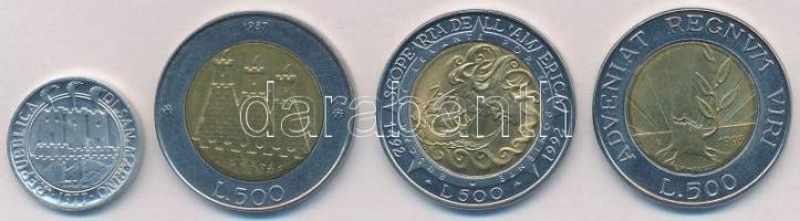 San Marino 1977. 1L Al FAO + 1987-1993. 500L (3xklf) forgalmi emlékkiadások T:1-,2 San Marino 1977. 1 Lire Al FAO 3 1987-1993. 500 Lire (3xdiff) commemorative issues C:AU,XF