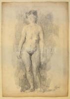 Szőnyi jelzéssel: Női akt. Szén, papír, 45×30 cm
