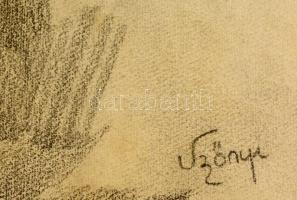 Szőnyi jelzéssel: Női akt. Szén, papír, 45×30 cm