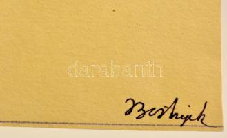 Bortnyik jelzéssel: Társasház. Tus-ceruza, papír, 23×42 cm