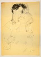 Kondor jelzéssel: Szerelmes pár. Ceruza, papír, 40×29 cm