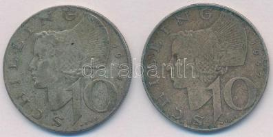 Ausztria 1957. 10Sch Ag (2x) T:2 patina Austria 1957. 10 Schilling Ag (2x) C:XF patina