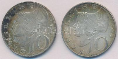 Ausztria 1973. 10Sch Ag (2x) T:2 patina Austria 1973. 10 Schilling Ag (2x) C:XF patina