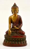 Gyógyító Buddha szobor, bronz szobor, m: 17 cm