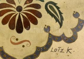 Lotz jelzéssel: China minta magyar stylben. Akvarell, papír, foltos, üvegezett keretben, 24×21 cm