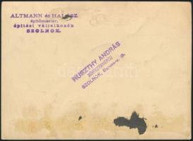 cca 1925 Szolnoki ház. Altmann és Halász építőmesterek pecséttel ellátott reklám fotója. 15x11 cm