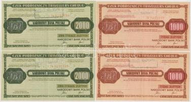 Lengyelország 1989. 1000Zl (2x) sorszámkövető + 2000Zl (2x) sorszámkövető Lengyel Nemzeti Bank utazási csekk T:II Poland 1989. 1000 Zlotych (2x) sequential serials + 2000 Zlotych (2x) sequential serials Narodowy Bank Polski travellers cheque C:XF